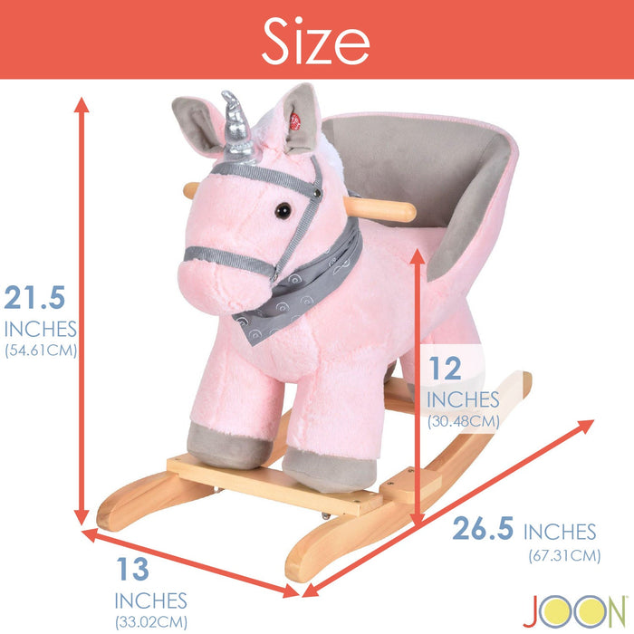 JOON Luna Ride-On Rocking Horse Unicorn With Sound Effects, Pink-Grey