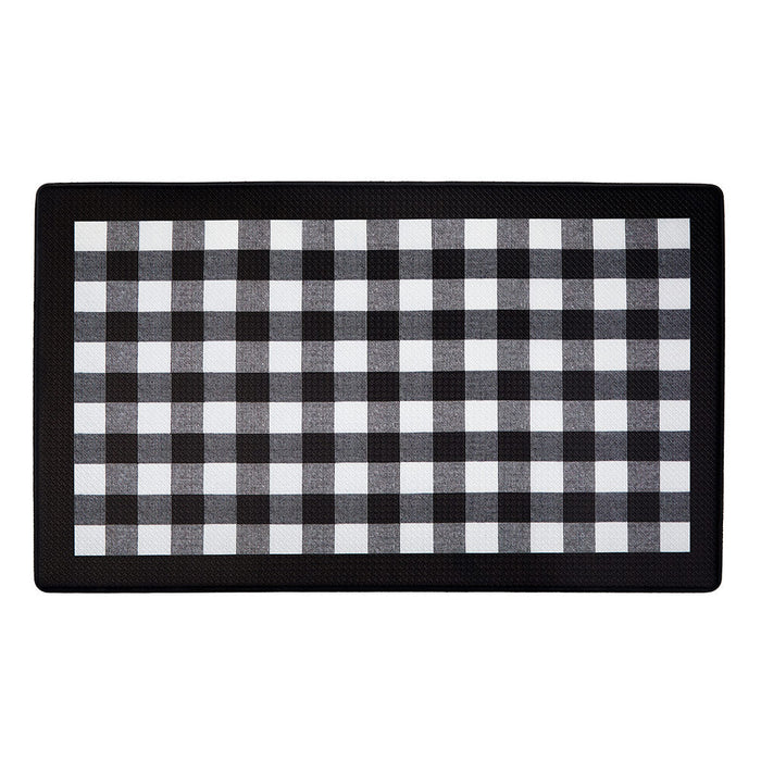 Buffalo Check Decorative Anti-Fatigue Mat, Black-White, 18x30 Inches