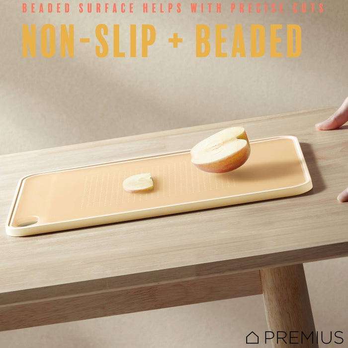 PREMIUS Reversible Non-Slip Cutting Board with Grater, Orange-Cream, Medium, 9.44x14.3 Inches