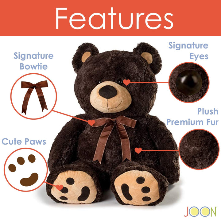 JOON Huge Teddy Bear With Ribbon, Dark Brown — Specialty Food Source
