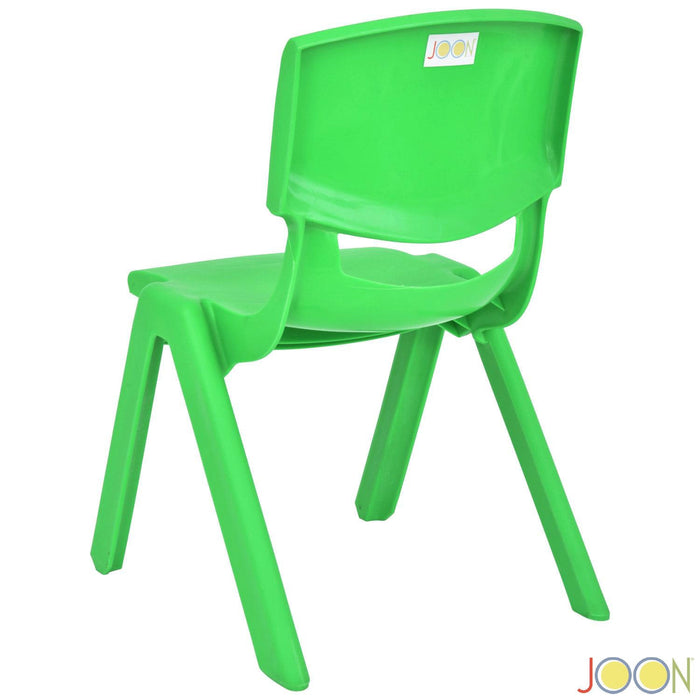 JOON Stackable Plastic Kids Learning Chairs, Green, 20.5x12.75X11 Inches, 2-Pack (Pack of 2)