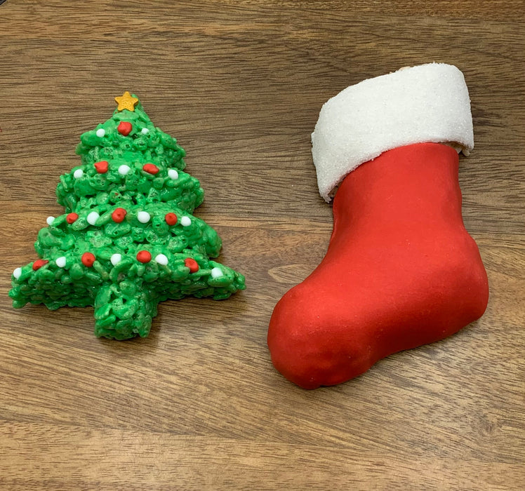 Christmas Tree and Stocking Rice Crispie Treats