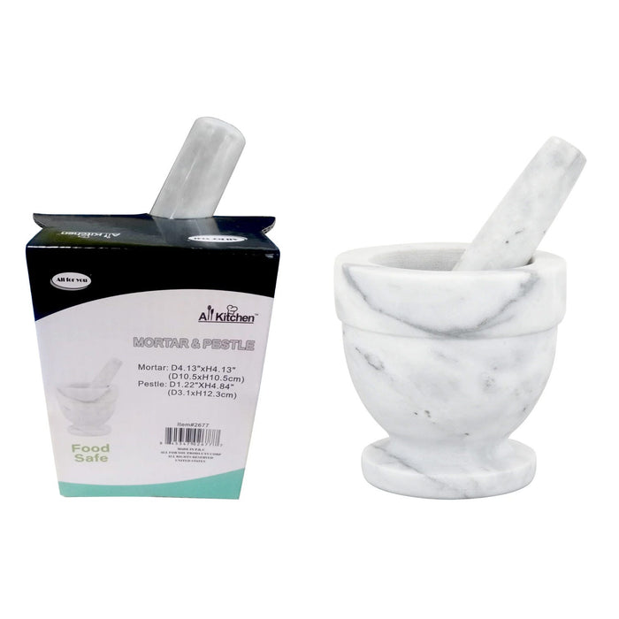 PREMIUS Marble Mortar and Pestle, 4.13x4.13 Inches