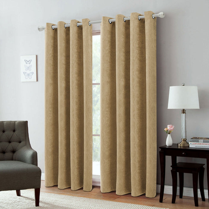 Andy Ogee Room Darkening Curtain Grommet Window Panel, 54x84 Inches