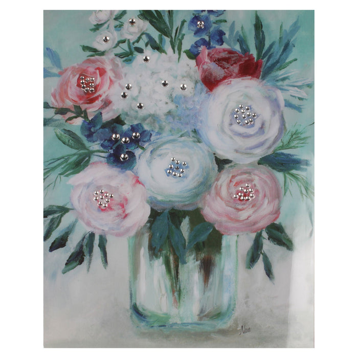 PREMIUS Midnight Mood Blooms Vase With Flower Wall Art, Pink-Blue, 16x20 Inches