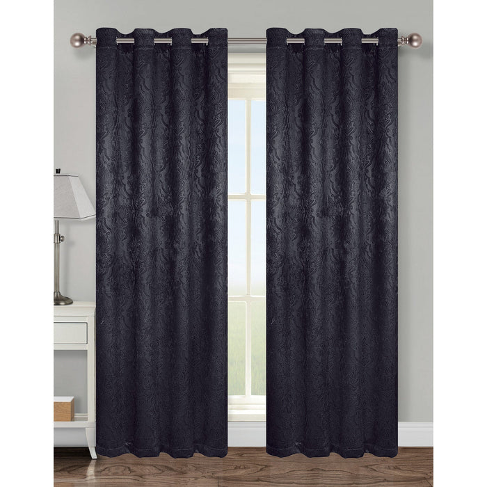 Mabel Damask Room Darkening Grommet Window Panel, 54x84 Inches