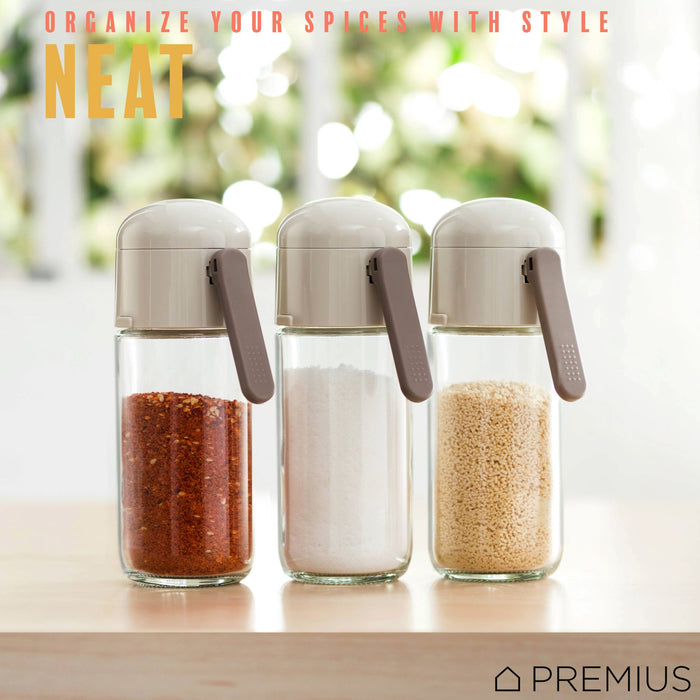 PREMIUS Glass Precision Quantative Spice Dispenser, White, 8.45 Ounces