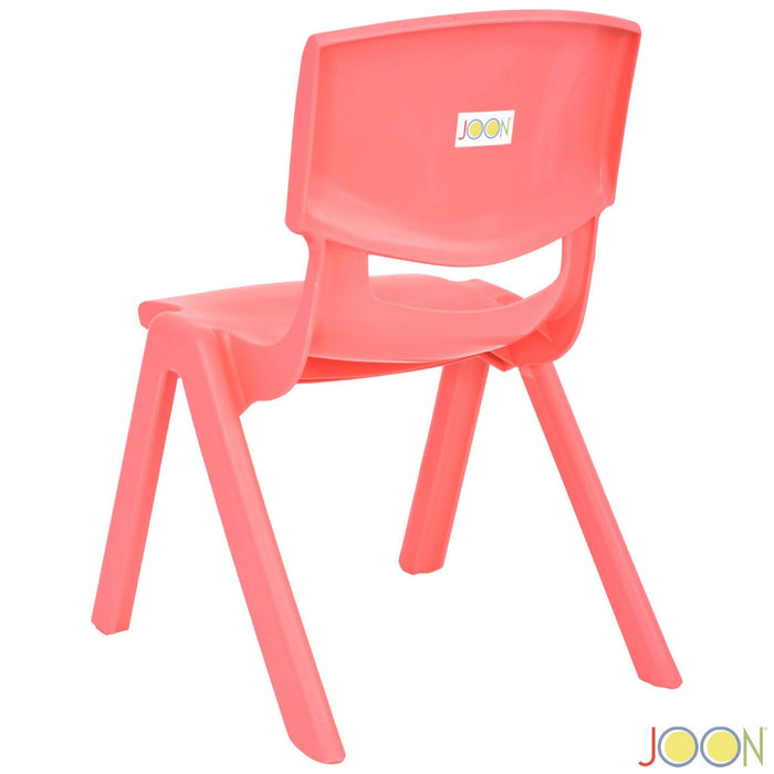 JOON Stackable Plastic Kids Learning Chairs, Coral, 20.5x12.75X11 Inches, 2-Pack (Pack of 2)