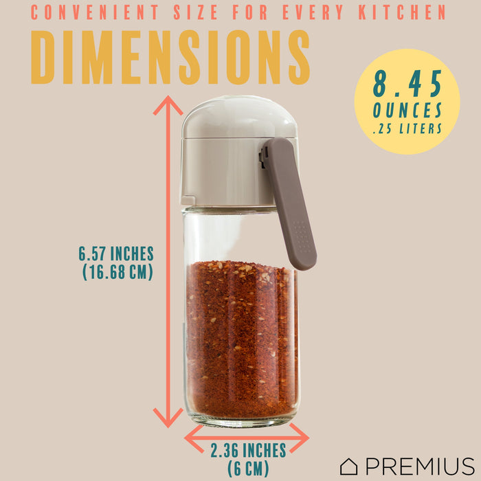 PREMIUS Glass Precision Quantative Spice Dispenser, White, 8.45 Ounces