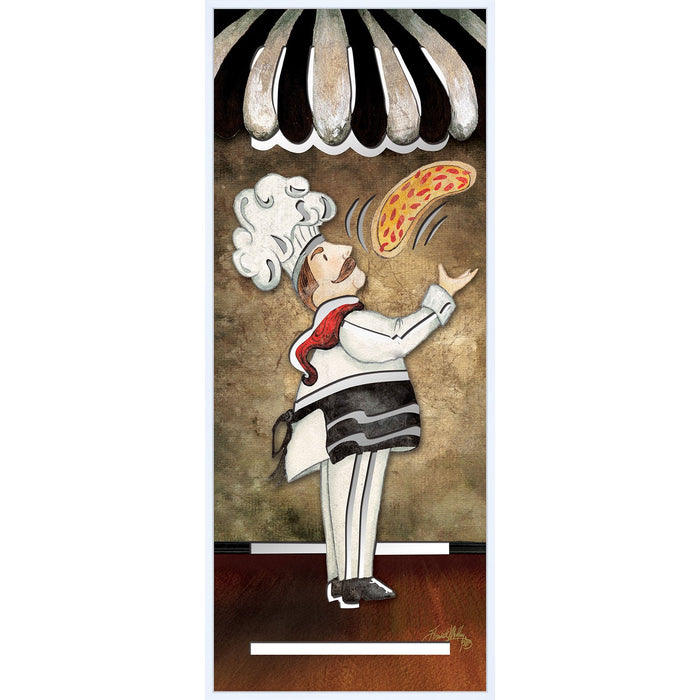 PREMIUS Prego Chef With Mirror Cut Outs Framed Wall Art, Pizza,  8x20 Inches