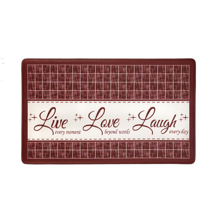 Achim Live Love Laugh Decorative Anti-Fatigue Mat, Burgundy, 18x30 Inches