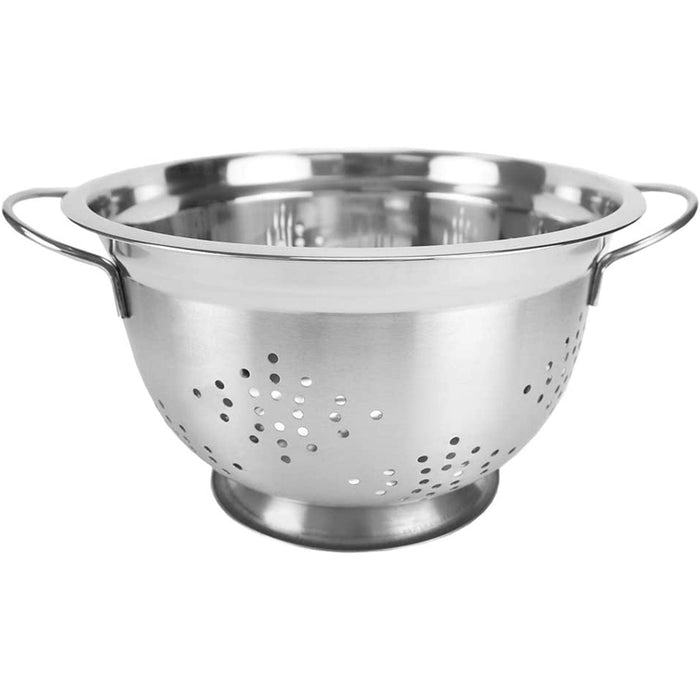 Home Basics Deep Colander with High Stability Base and Open Handles, Silver, 5 Quart
