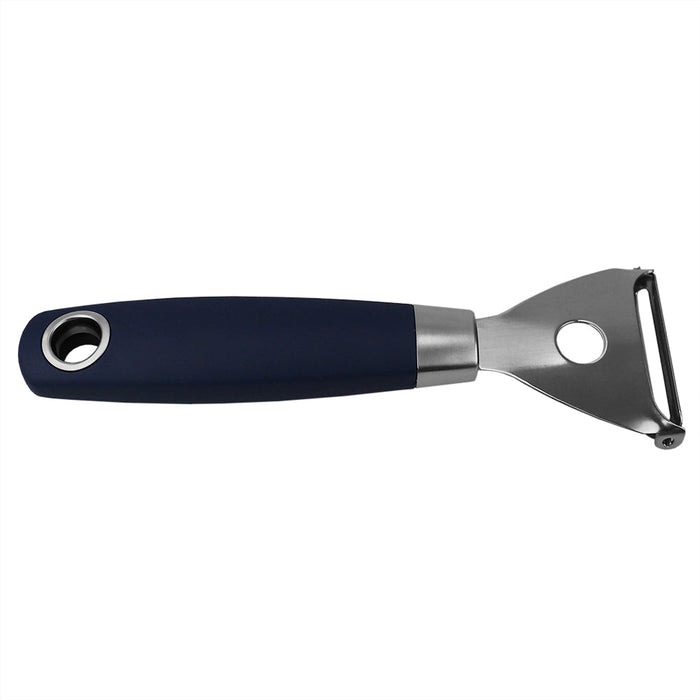Home Basics Meridian Stainless Steel Horizontal Vegetable Peeler, Indigo