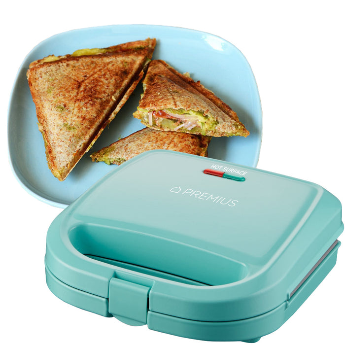 PREMIUS Ceramic Non-Stick Double Slice Sandwich Maker, 8.25x4.75 Inch Mold
