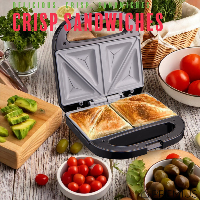 PREMIUS Ceramic Non-Stick Double Slice Sandwich Maker, 8.25x4.75 Inch Mold