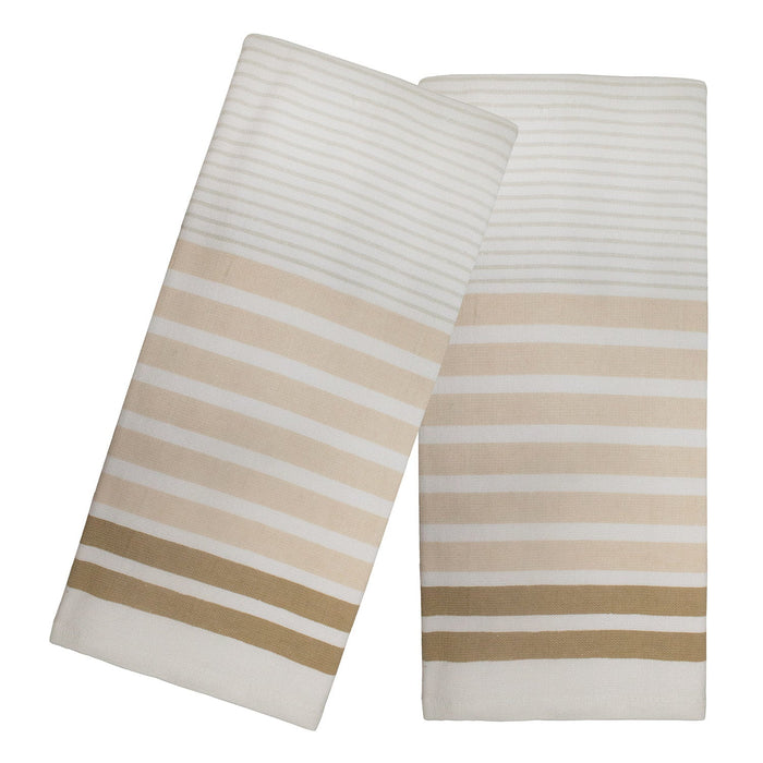 Popular Home 2-Piece Thin Stripes Fouta Kitchen Towel Set, 16x28 Inches