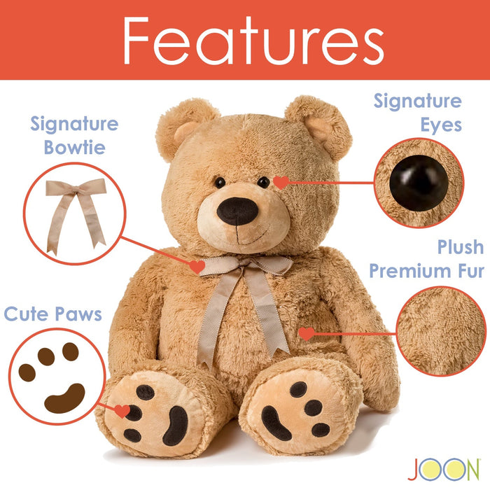 JOON Huge Teddy Bear With Ribbon, Tan