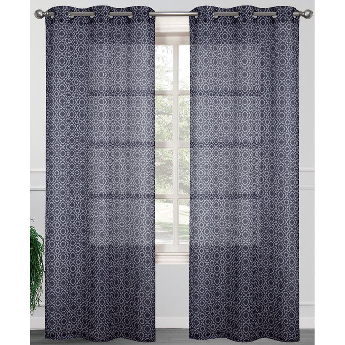 Carmen 2 Pack Morrocan Sheer Grommet Window Panel, 2-38x84 Inches