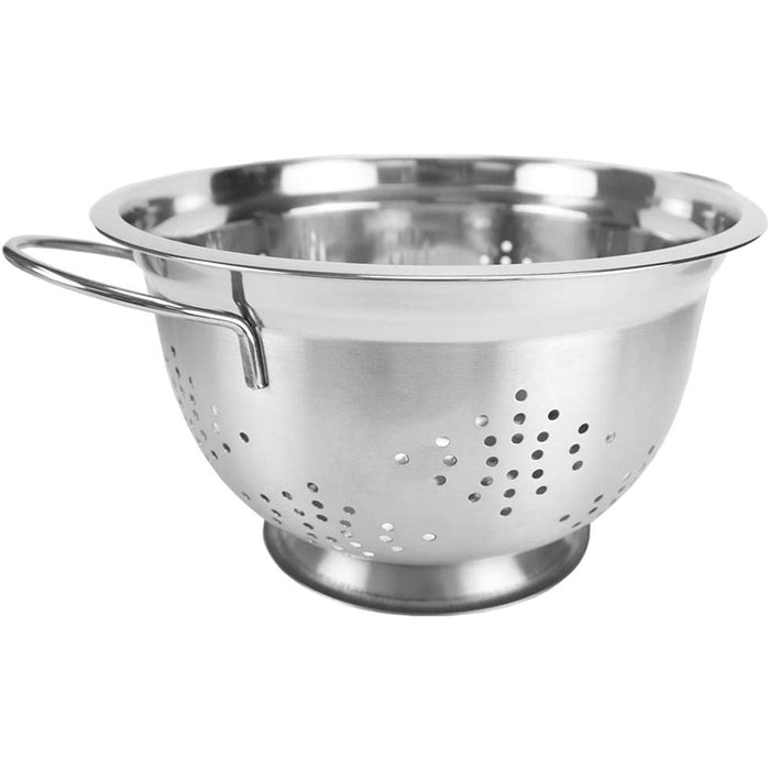 Home Basics Deep Colander with High Stability Base and Open Handles, Silver, 5 Quart
