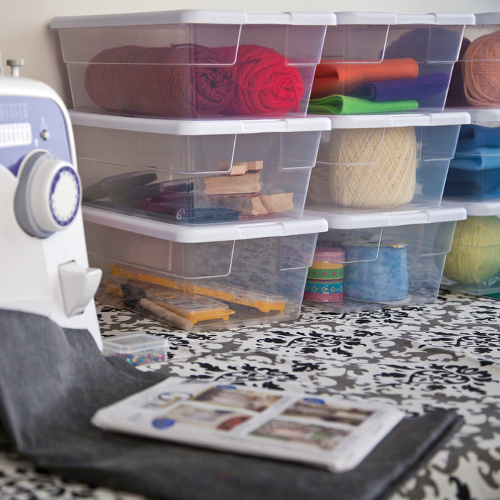 Sterilite Plastic Stackable Storage Box, Clear, 6 Quart
