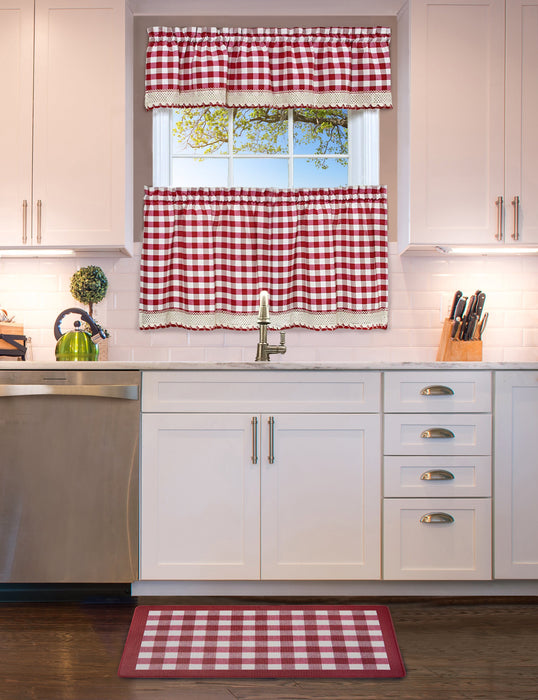 Buffalo Check Decorative Anti-Fatigue Mat, Burgundy-White, 18x30 Inches
