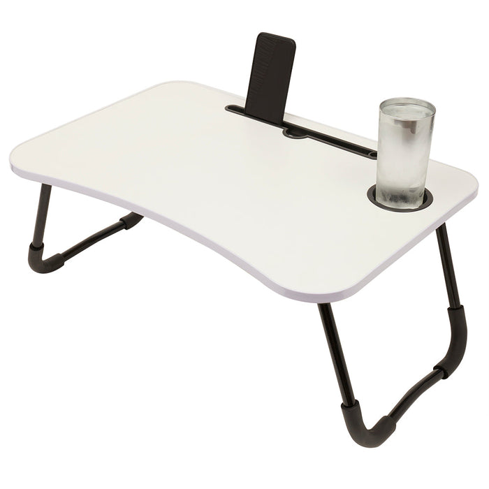 Home Basics Laptop And Tablet Tray with Folding Legs, White, 23.75x16x10 Inches
