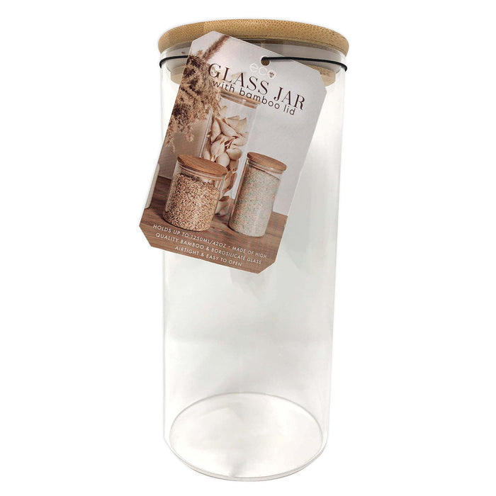 PREMIUS Airtight Round Borosilicate Glass Canister with Bamboo Lid