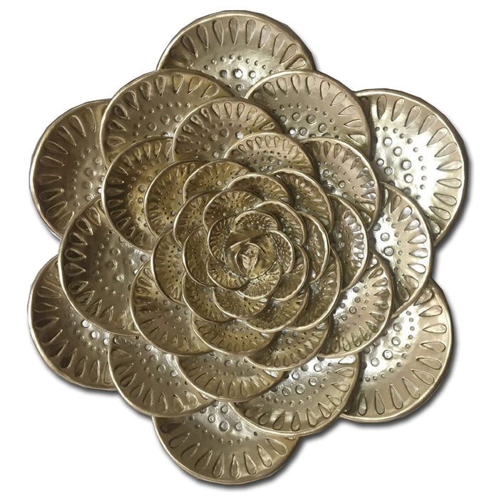 Premius Resin Metallic Embossed Floral Wall Decor, Gold, 12 Inches