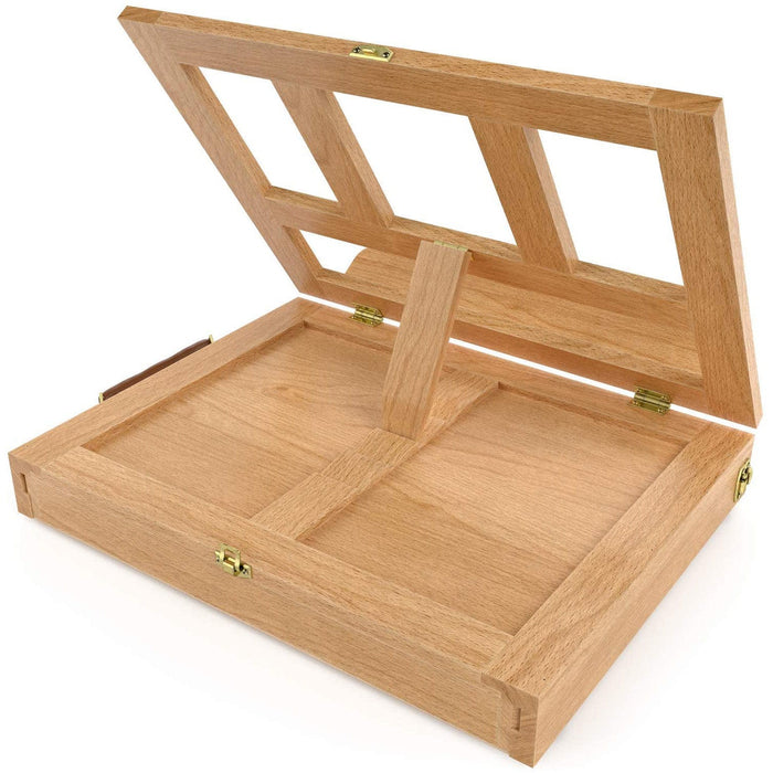 ARTEZA Portable Tabletop Easel Box with 2-Compartment Drawer and Wooden Palette, 13.38x10.25x2 Inches