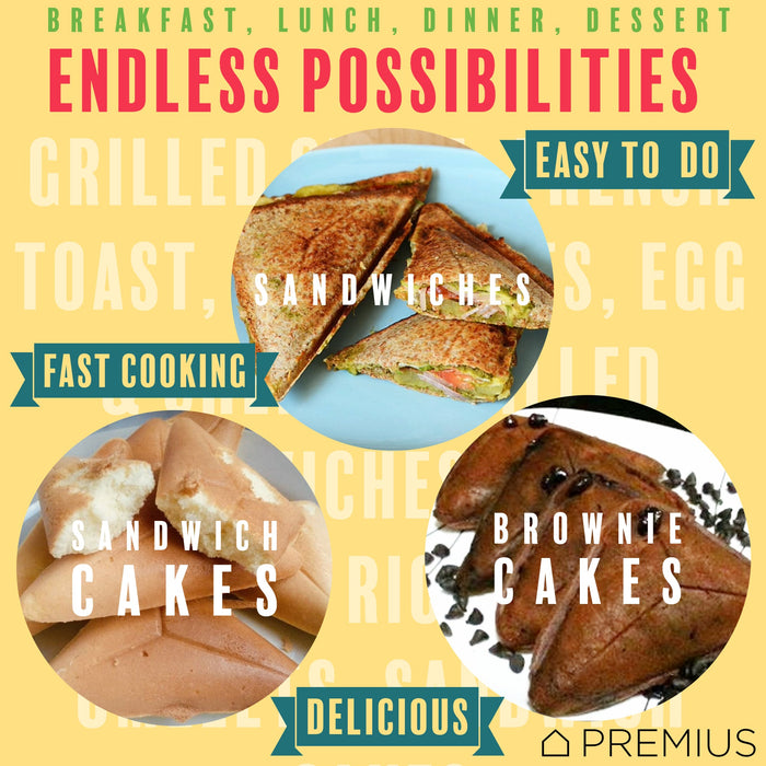 PREMIUS Ceramic Non-Stick Mini Snack Sandwich Maker, 5x4.4 Inch Mold