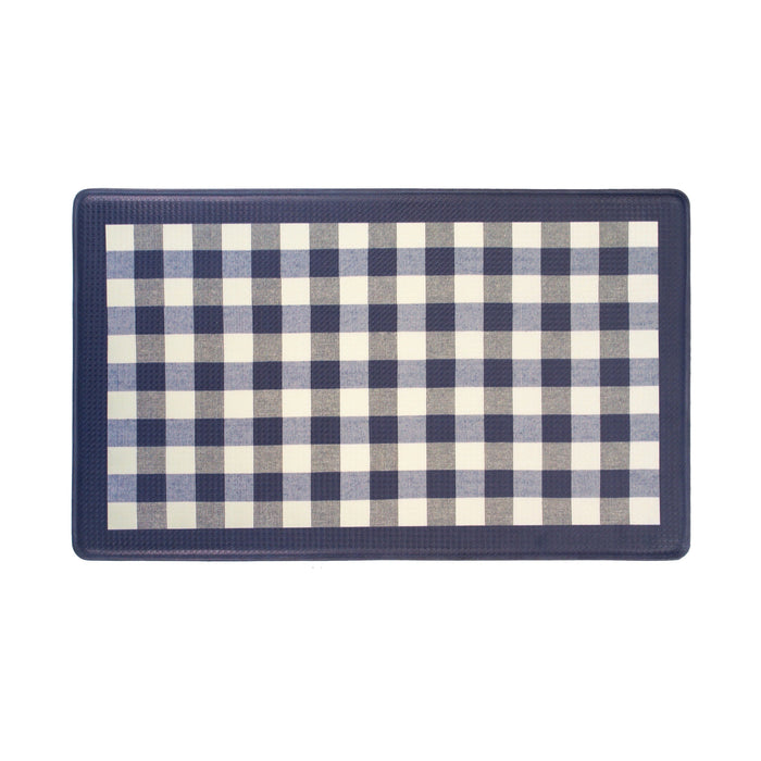 Achim Decorative Buffalo Check Anti-Fatigue Mat, Navy, 18x30 Inches