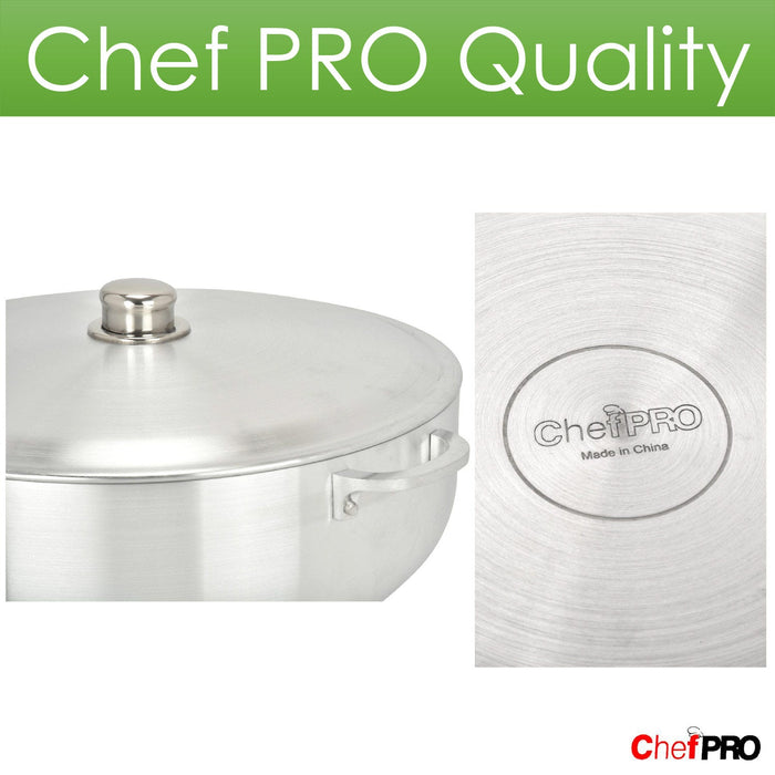 Chef Pro Commercial Grade Aluminum Caldero Stock Pot, Silver, 9.3 Quarts