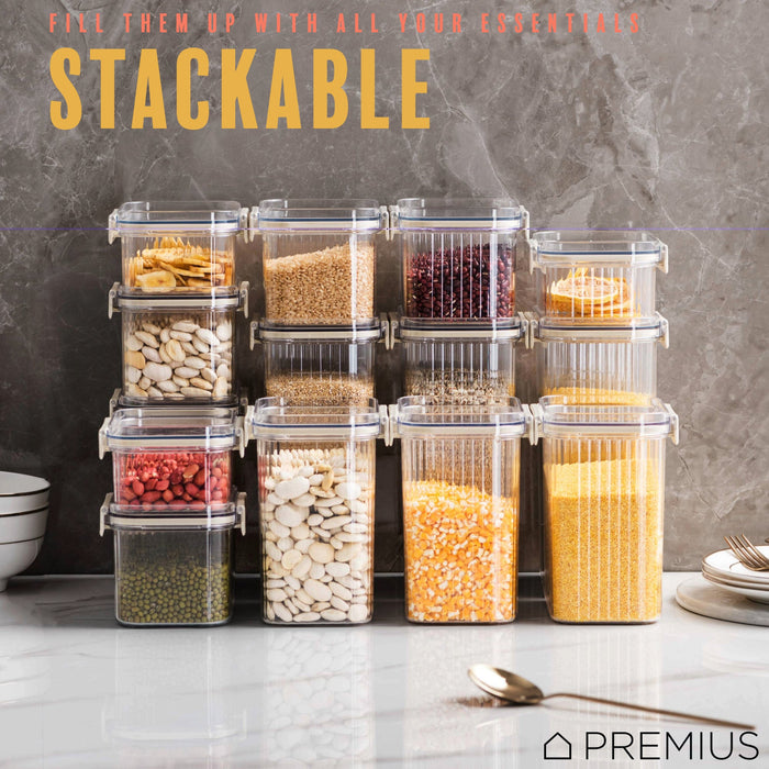 PREMIUS Plastic Food Storage Container, Rectangle, Clear-Natural