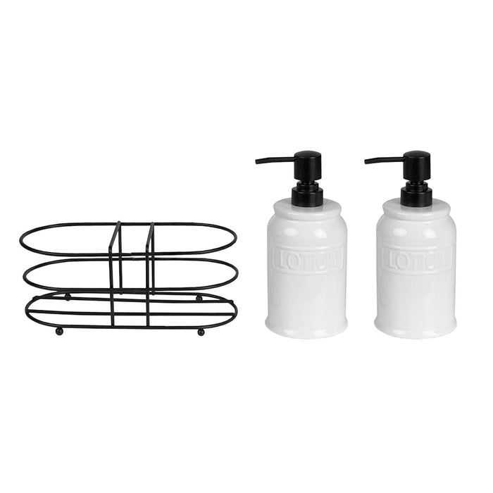 Home Basics 3-Piece Soap And Lotion Dispenser Caddy Set, White, 17.7 Ounces