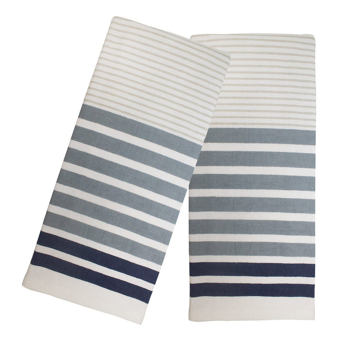 Popular Home 2-Piece Thin Stripes Fouta Kitchen Towel Set, 16x28 Inches