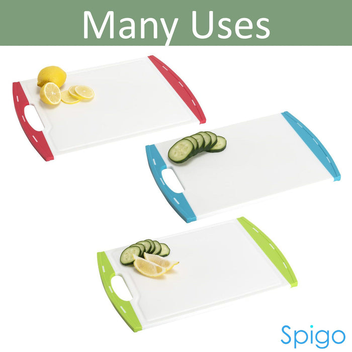 Spigo Non-Slip Cutting Board Set with Juice Groove and Handle, 3 Pieces