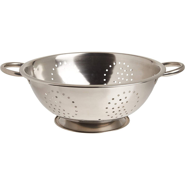 Home Basics Stainless Steel Colander and Strainer, Silver, 5-Quart