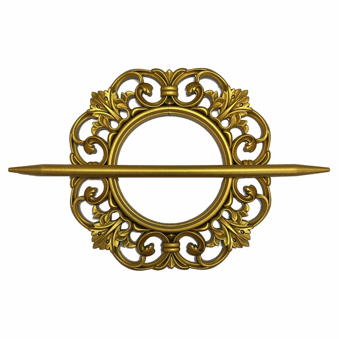 Premius Round Scroll Decorative One Pair Curtain Tie Back, Gold, 7x7 Inches