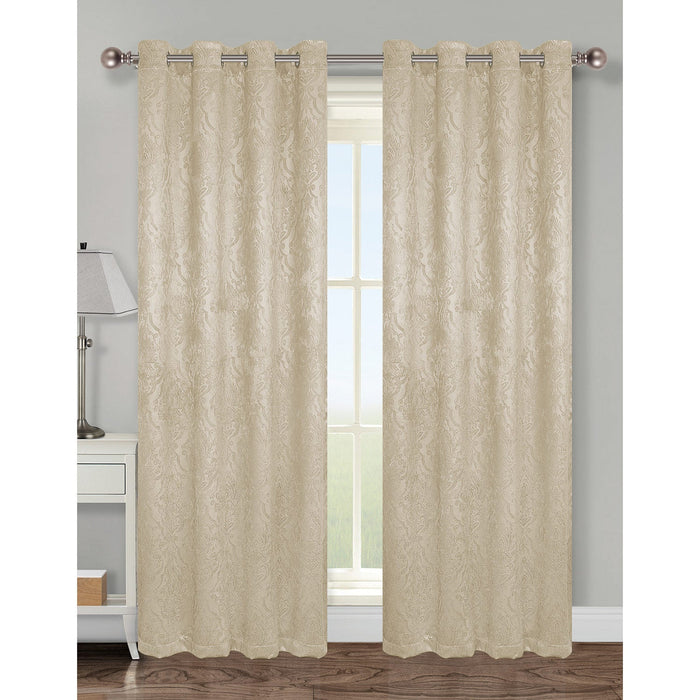 Mabel Damask Room Darkening Grommet Window Panel, 54x84 Inches