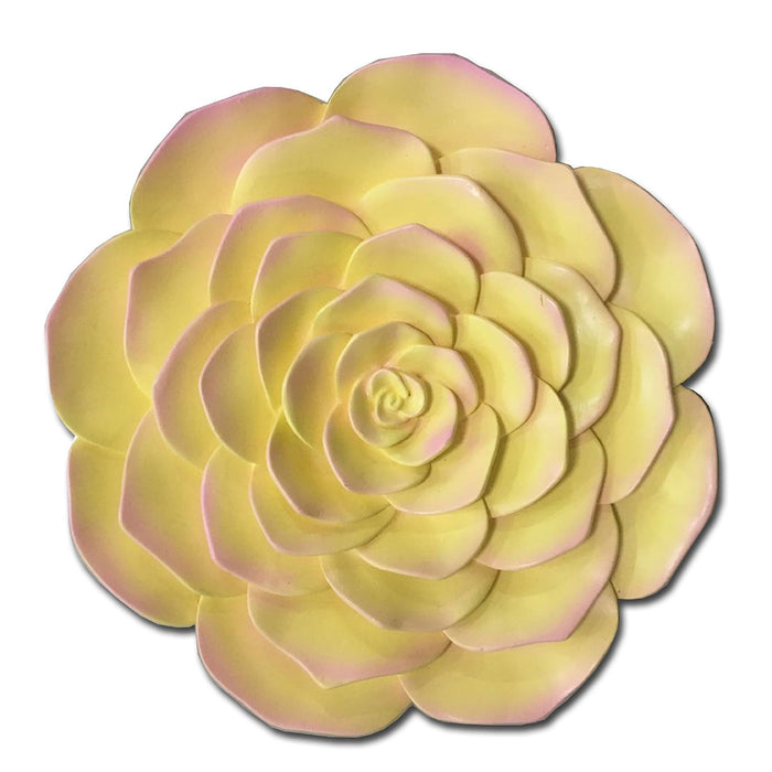 Premius Resin Two Tone Smooth Pastel Floral Wall Decor, Yellow, 12 Inches