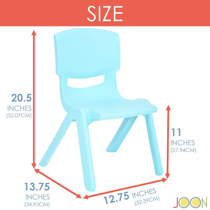 JOON Stackable Plastic Kids Learning Chairs, Baby Blue, 20.5x12.75X11 Inches, 2-Pack (Pack of 2)