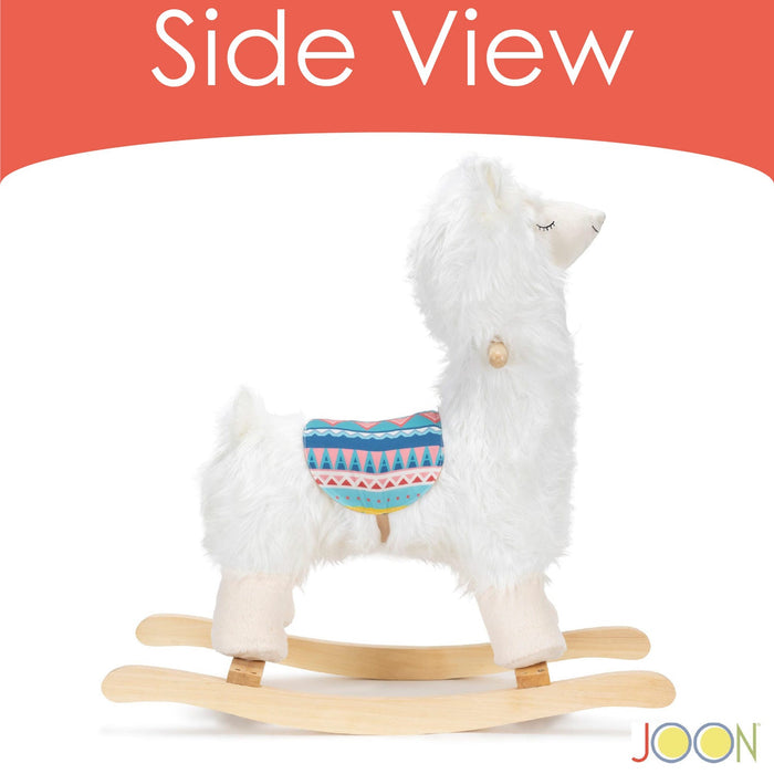 JOON Lola Shaggy Hair Ride-On Llama Rocking Horse With Sound Effects, White