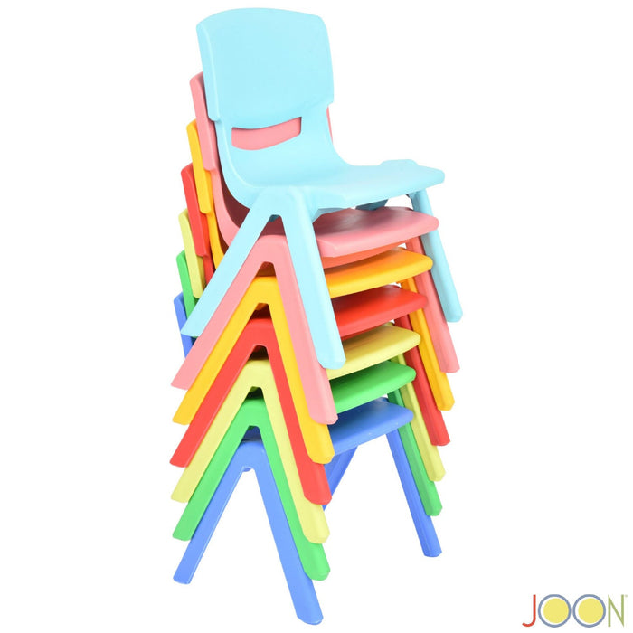 JOON Stackable Plastic Kids Learning Chairs, Coral, 20.5x12.75X11 Inches, 2-Pack (Pack of 2)