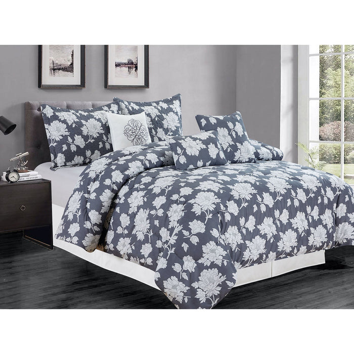 Premius Sophia 7 Piece Oversized Comforter Set, Dark Grey