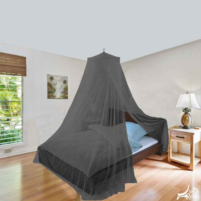 Just Relax Elegant Mosquito Net Bed Canopy Set, Black, Twin-Full