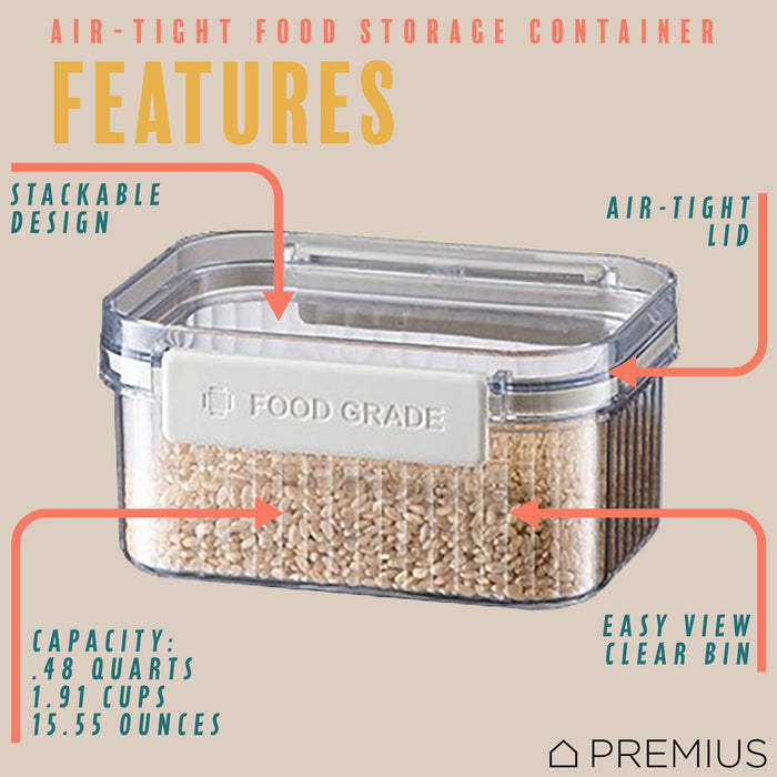 PREMIUS Plastic Food Storage Container, Rectangle, Clear-Natural