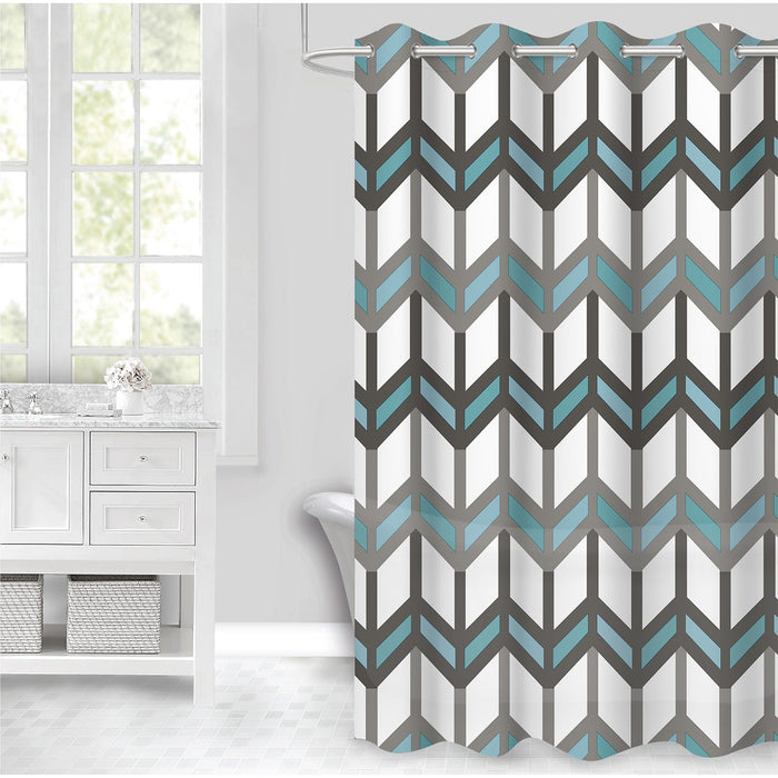 PREMIUS PEVA Grommet Shower Curtain, Chevron, 70x72 Inches