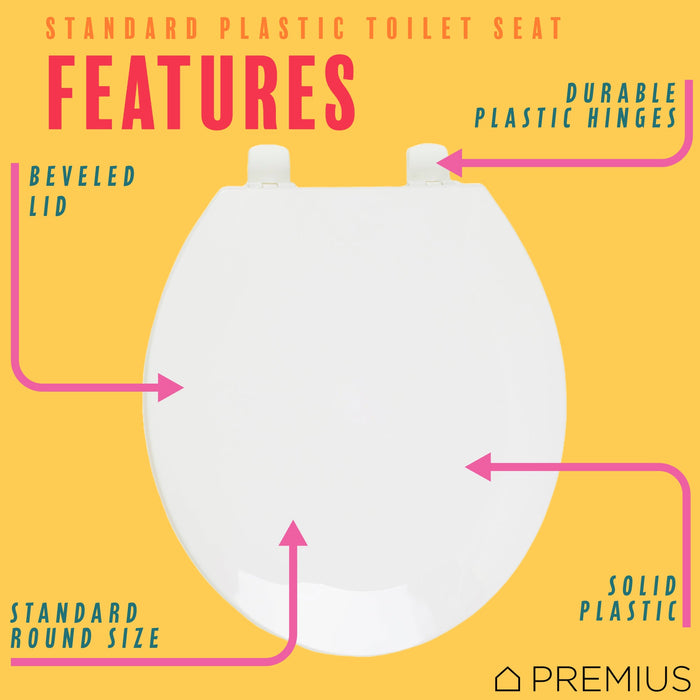 PREMIUS Beveled Plastic Toilet Seat, Standard Round, 17 Inches