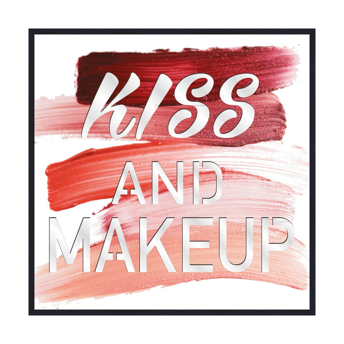 PREMIUS Kiss And Makeup Wall Art With Mirror Cut-Outs, 12x12 Inches