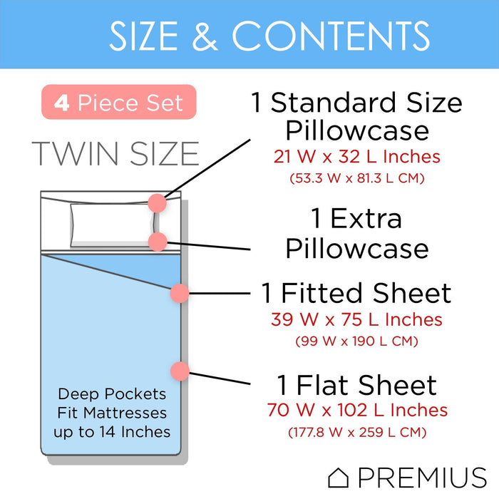 Premius Brooke Luxurious Wrinkle-Free Microfiber Sheet Set